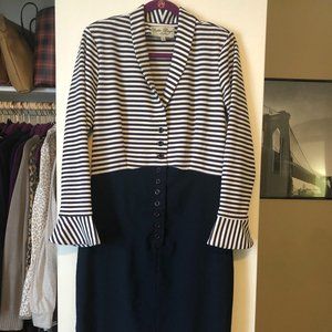 Bettie Page by Tatyana navy and white striped sailor dress size XL